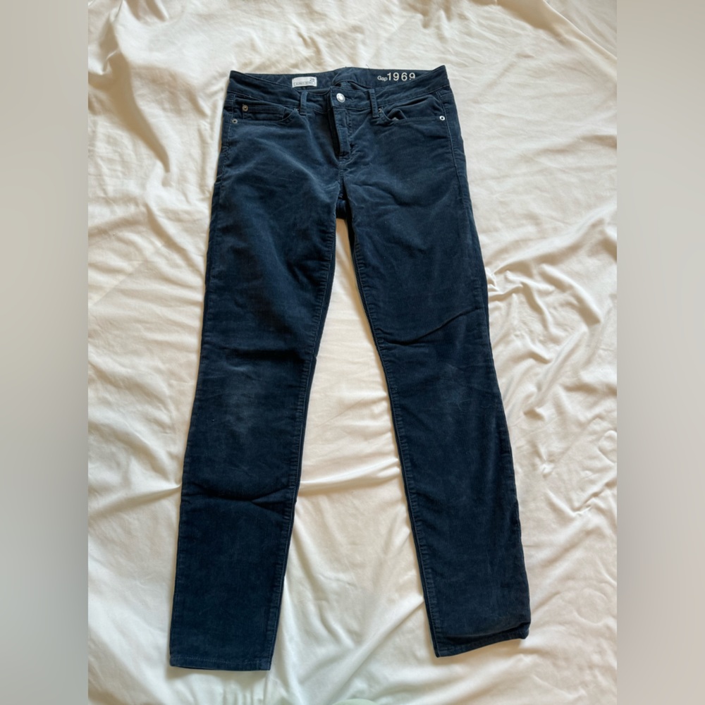 Navy Cord Skinny Pants